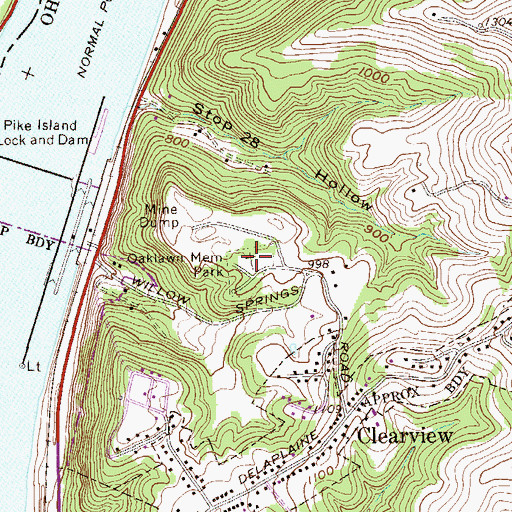 Topographic Map of Oaklawn Memorial Park, WV