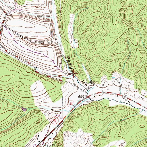 Topographic Map of Ochre Run, WV