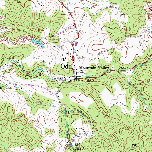 Topographic Map of Odd, WV