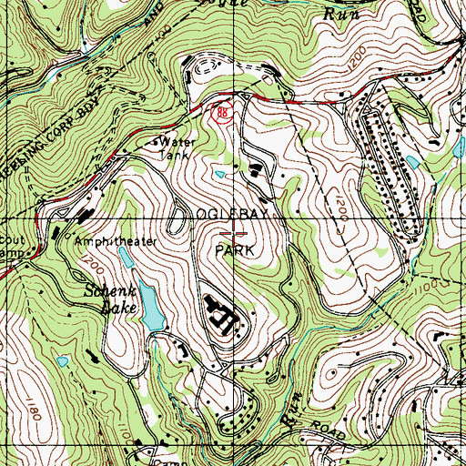 Topographic Map of Oglebay Park, WV