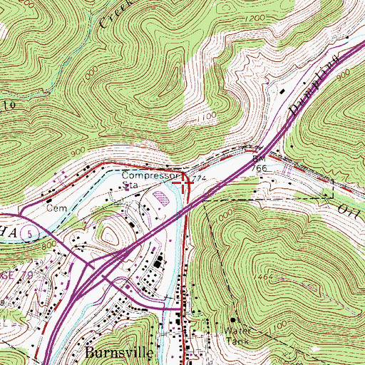 Topographic Map of Oil Creek, WV