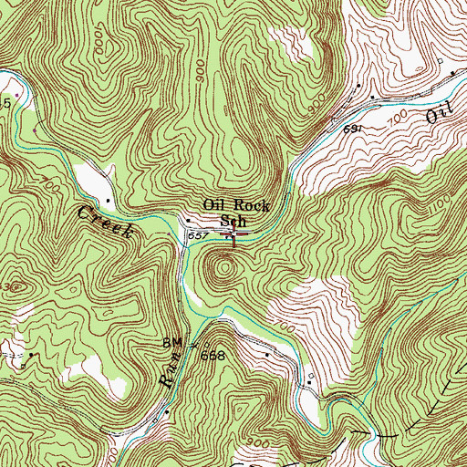 Topographic Map of Oil Rock School (historical), WV