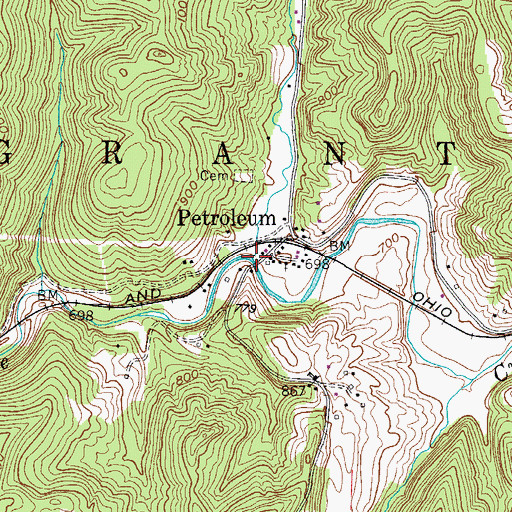 Topographic Map of Oil Spring Run, WV