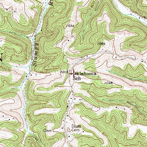Topographic Map of Oklahoma School (historical), WV
