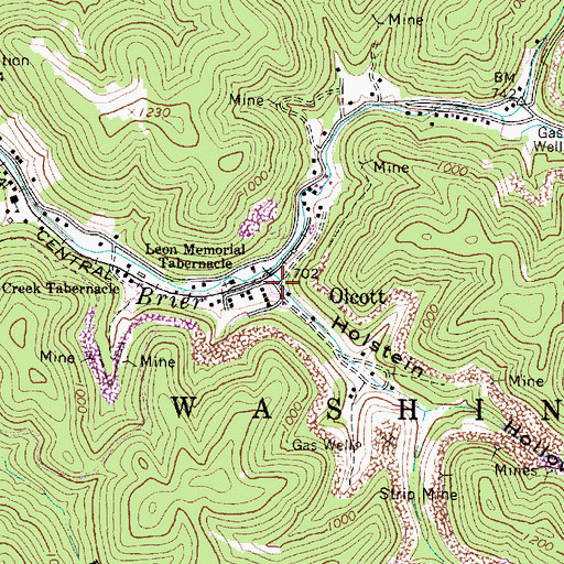Topographic Map of Olcott, WV