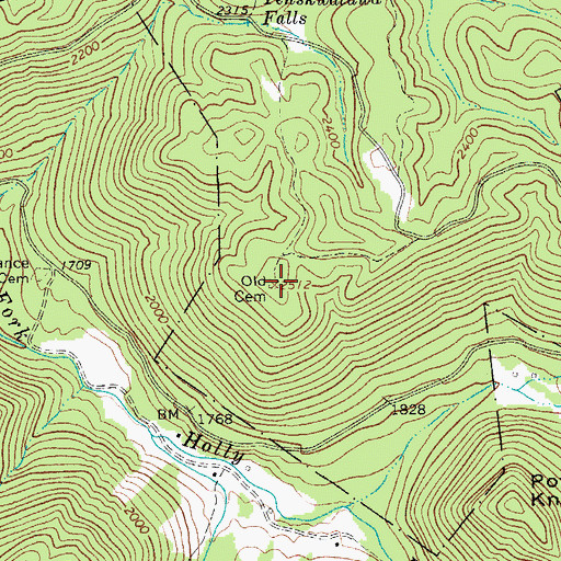 Topographic Map of Old Cemetery, WV