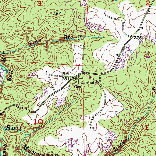 Topographic Map of Old Mount Carmel Church, AL