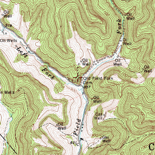Topographic Map of Old Field Fork Cemetery, WV