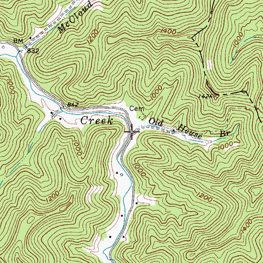 Topographic Map of Old House Branch, WV