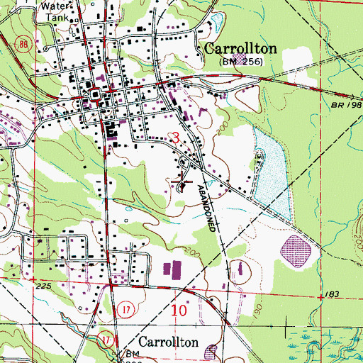 Topographic Map of Carrollton Junior High School (historical), AL
