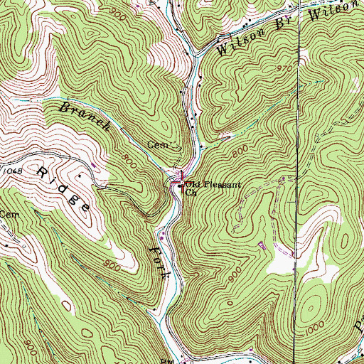 Topographic Map of Old Pleasant Church, WV