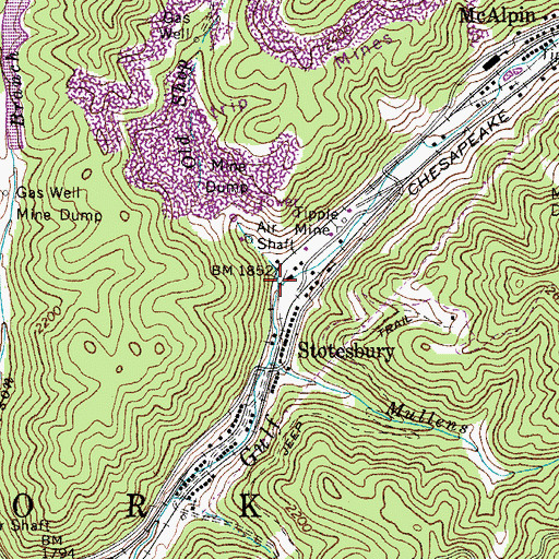 Topographic Map of Old Shop Branch, WV