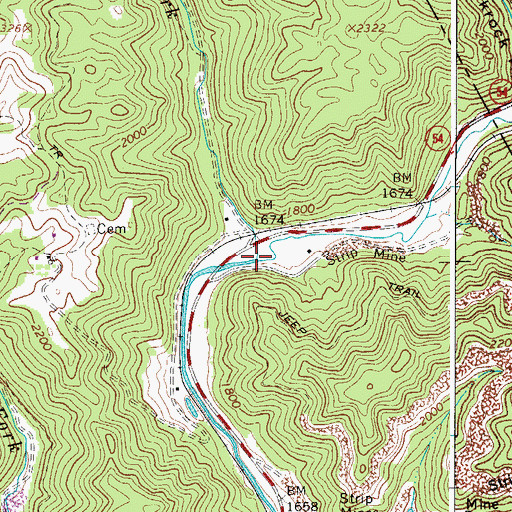 Topographic Map of Old Slab Fork, WV