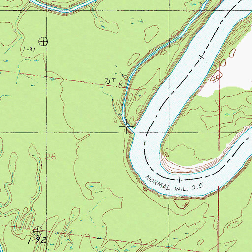 Topographic Map of Bassetts Creek, AL