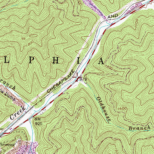 Topographic Map of Oldhouse Branch, WV