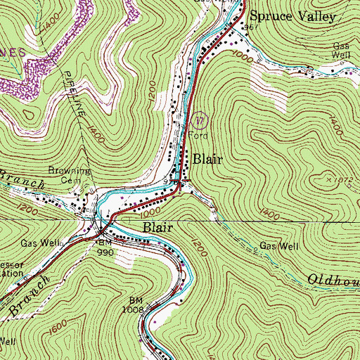 Topographic Map of Oldhouse Branch, WV