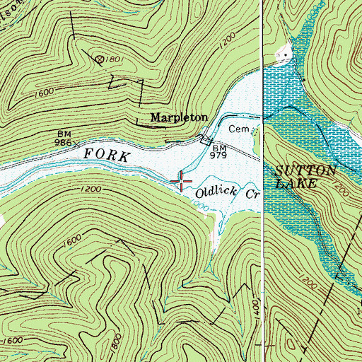 Topographic Map of Oldlick Creek, WV