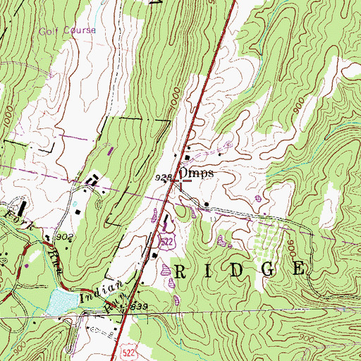 Topographic Map of Omps, WV