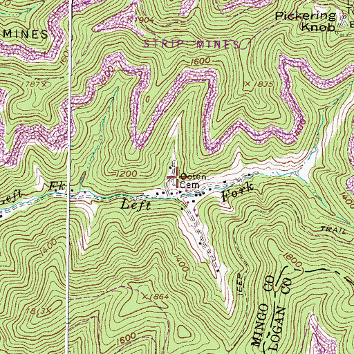 Topographic Map of Ooten Cemetery, WV