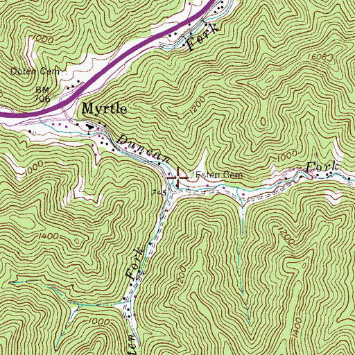 Topographic Map of Ooten Fork, WV