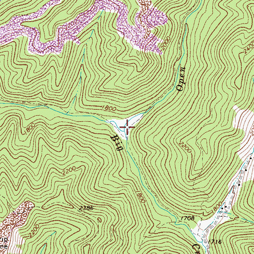 Topographic Map of Open Fork, WV