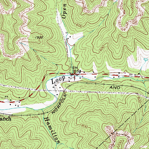 Topographic Map of Open Fork, WV
