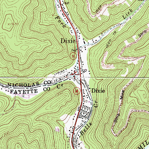 Topographic Map of Open Fork, WV