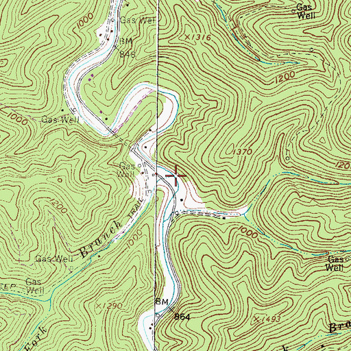 Topographic Map of Openmouth Branch, WV