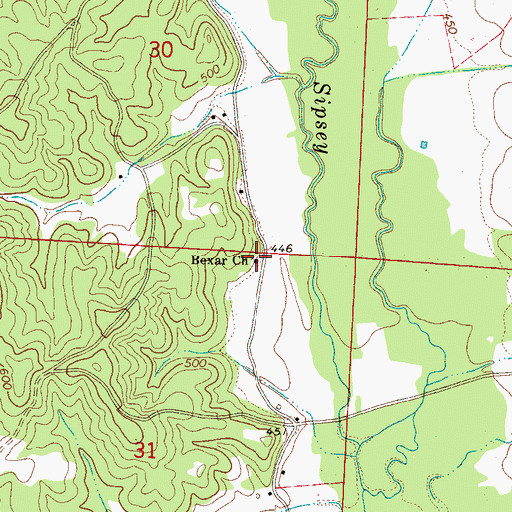 Topographic Map of Bexar Church, AL