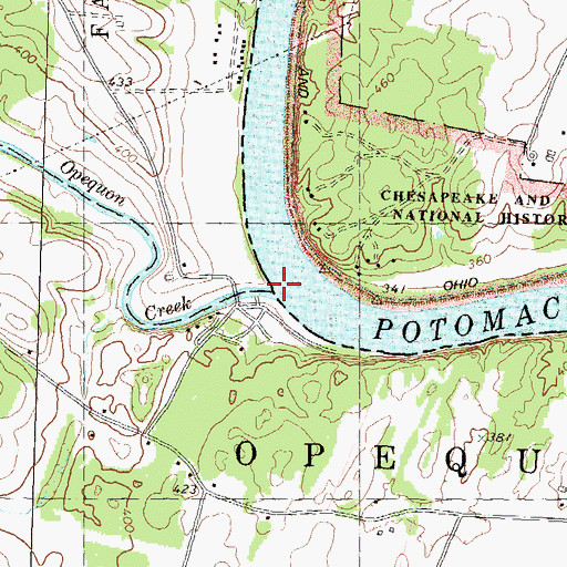 Topographic Map of Opequon Creek, WV