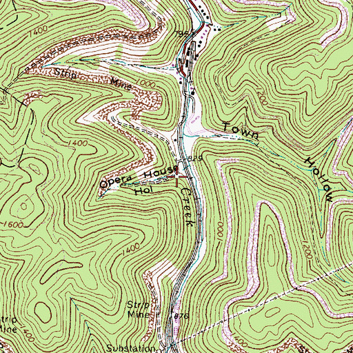 Topographic Map of Opera House Hollow, WV