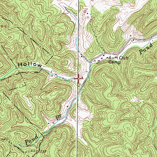 Topographic Map of Opossum Hollow, WV