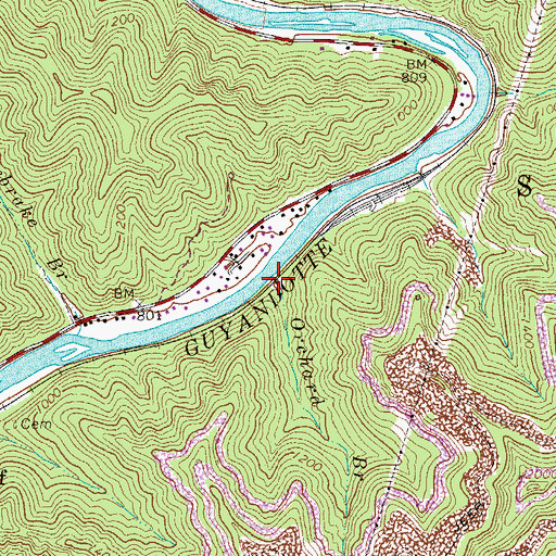Topographic Map of Orchard Branch, WV