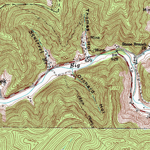 Topographic Map of Orchard Hollow, WV