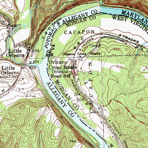 Topographic Map of Orleans Road Station, WV