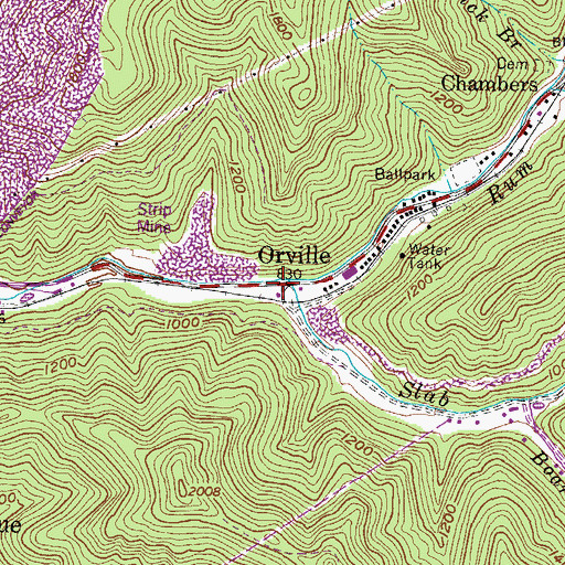 Topographic Map of Orville, WV