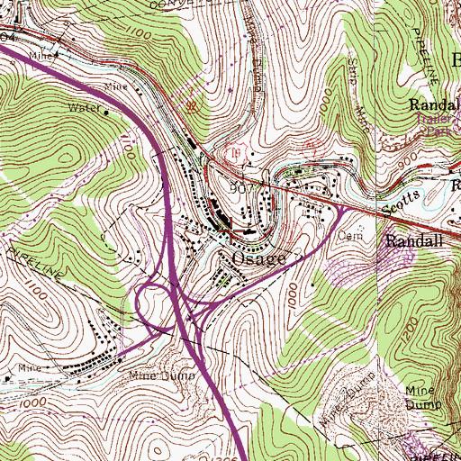 Topographic Map of Osage, WV