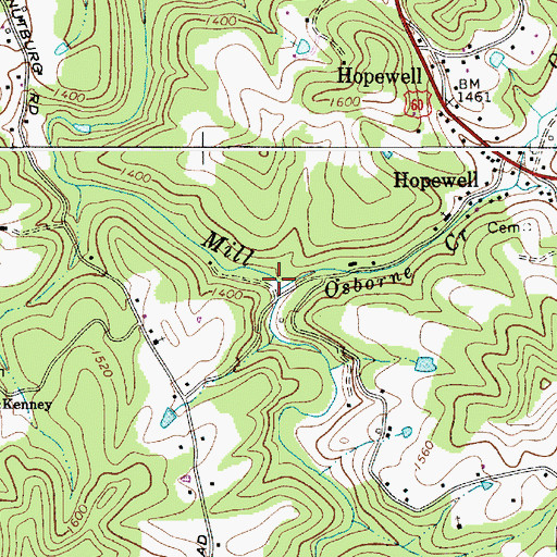 Topographic Map of Osborne Creek, WV