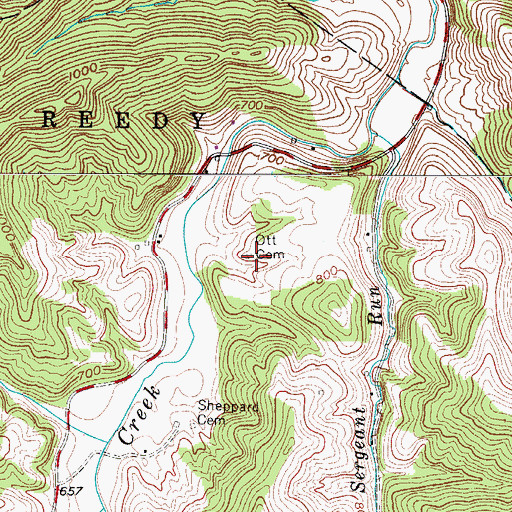 Topographic Map of Ott Cemetery, WV