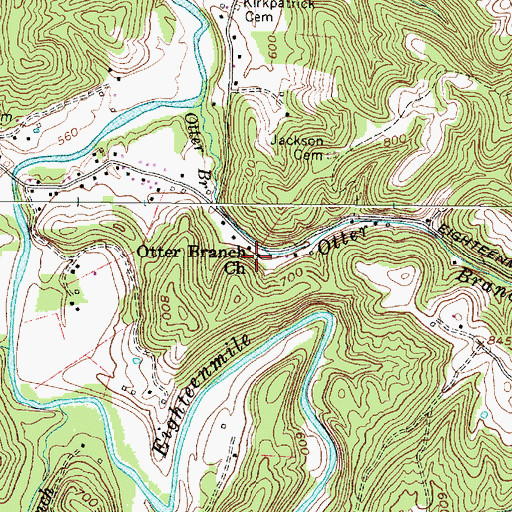 Topographic Map of Otter Branch Church, WV
