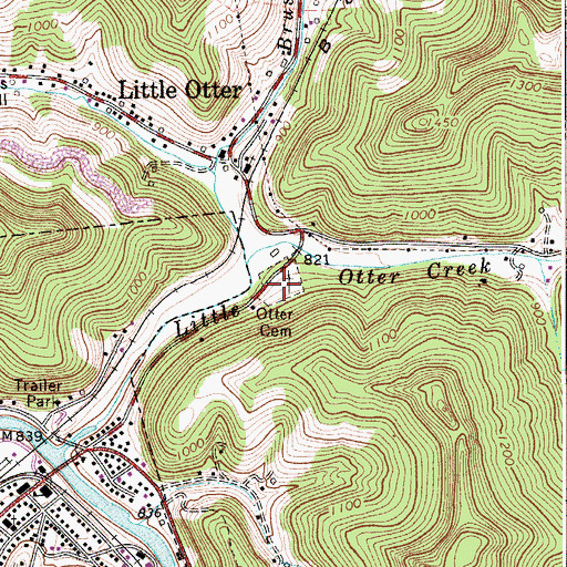 Topographic Map of Otter Cemetery, WV