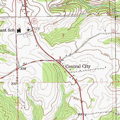 Topographic Map of Central City, AL