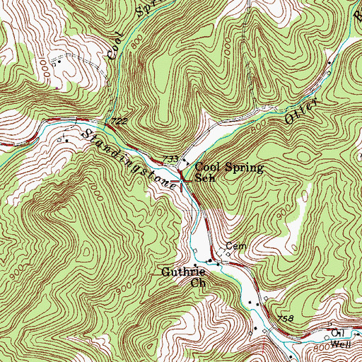 Topographic Map of Otter Run, WV