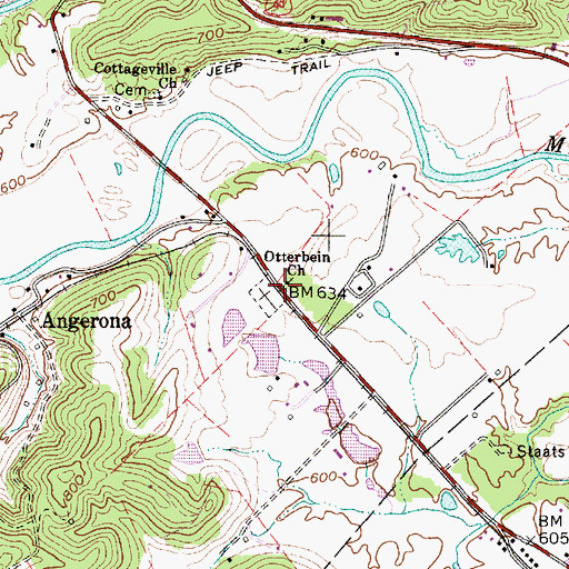 Topographic Map of Otterbein Church, WV
