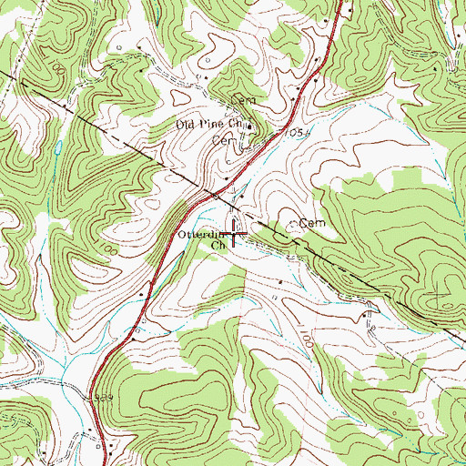 Topographic Map of Otterdin Church, WV