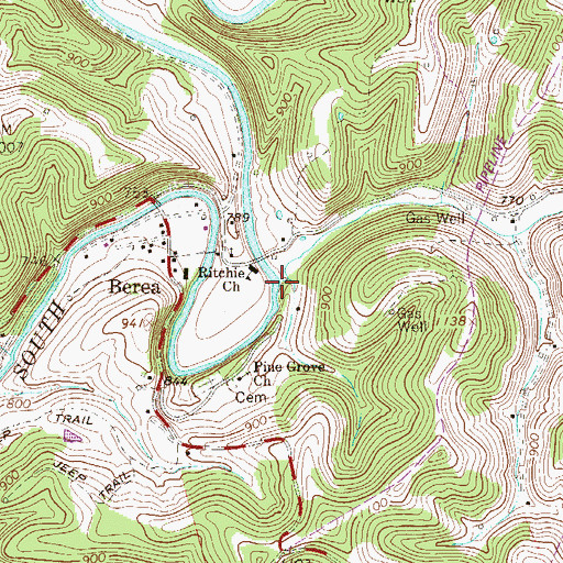 Topographic Map of Otterslide Creek, WV