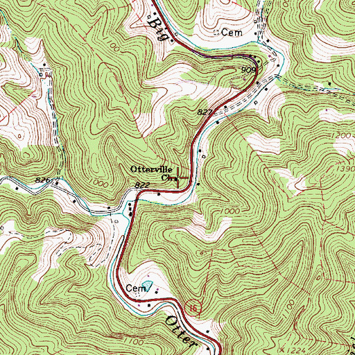 Topographic Map of Otterville Church, WV