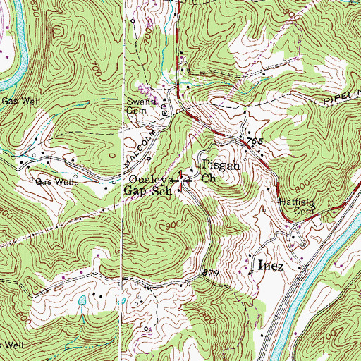 Topographic Map of Ousleys Gap School (historical), WV