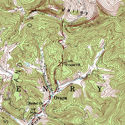 Topographic Map of Ovapa Church, WV