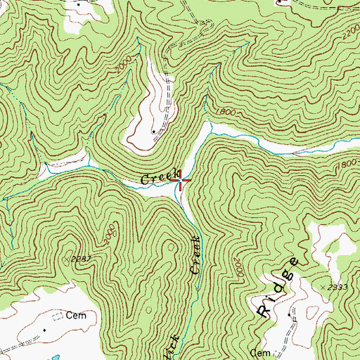 Topographic Map of Ovenlick Creek, WV